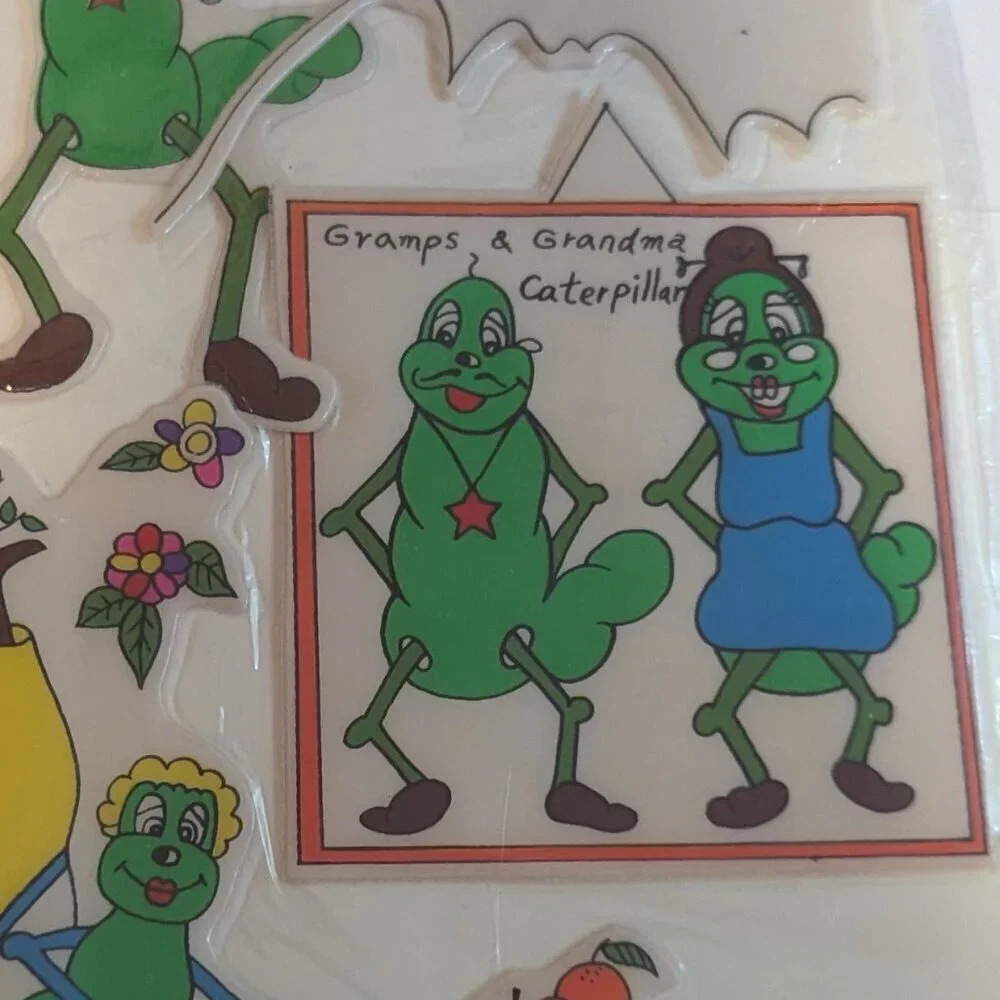 Vintage Jerry The Gypsy Moth Caterpillar Puffy Stickers 3‎ Dimensional Ephemera